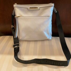 Juicy Couture Metallic Silver/Gray Strap Black Crossbody Bag
